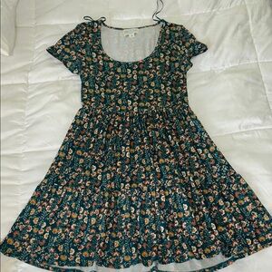 Jun &ivy skater green flower dress XS